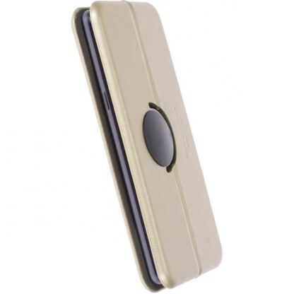 Krusell Orsa Folio Case 5XL - универсален кожен калъф  за смартфони до 6.3 инча, снабден със слот за кр. карти в златист цвят 2