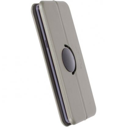 Krusell Orsa Folio Case 5XL - универсален кожен калъф  за смартфони до 6.3 инча, снабден със слот за кр. карти в сребрист  цвят 2