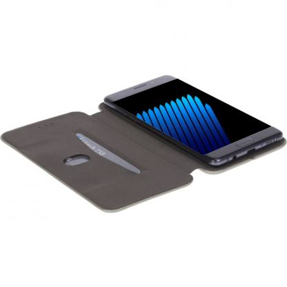 Krusell Orsa Folio Case 5XL - универсален кожен калъф  за смартфони до 6.3 инча, снабден със слот за кр. карти в сребрист  цвят 4
