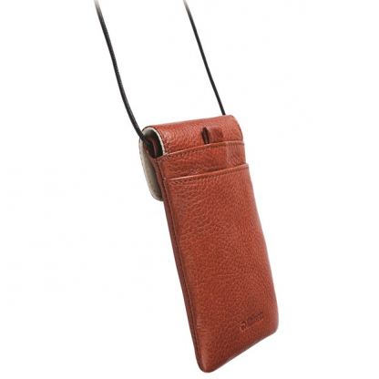 Krusell Tumba Mobile Case - кожен калъф с въженце за врата за мобилни телефони (кафяв) 2