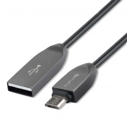 4smarts FerrumCord Stainless Steel MicroUSB Data Cable 0.5m. - компактен microUSB кабел с оплетка от неръждаема стомана (черен-сив) 2