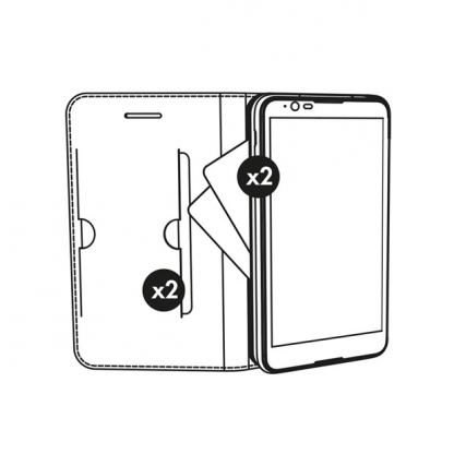 Krusell Malmo 4 Card FolioCase - кожен калъф, тип портфейл и поставка за Huawei P10 (черен) 4