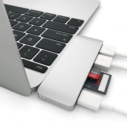 Satechi USB-C Pass Through USB Hub - мултифункционален хъб за свързване на допълнителна периферия за компютри с USB-C (сребрист) 2