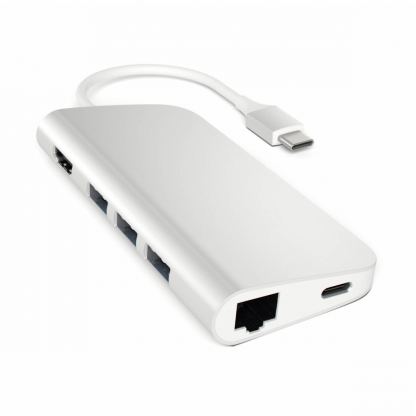 Satechi USB-C Aluminum Multiport Adapter - мултифункционален хъб за свързване на допълнителна периферия за компютри с USB-C (сребрист) 4