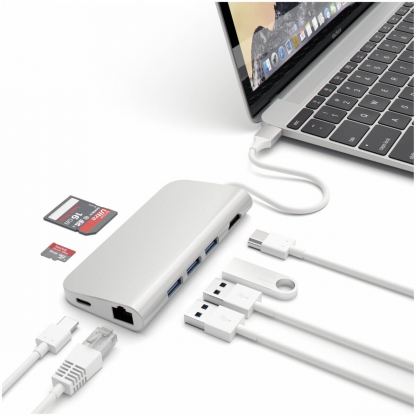 Satechi USB-C Aluminum Multiport Adapter - мултифункционален хъб за свързване на допълнителна периферия за компютри с USB-C (сребрист) 6