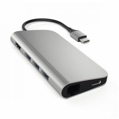 Satechi USB-C Aluminum Multiport Adapter - мултифункционален хъб за свързване на допълнителна периферия за компютри с USB-C (тъмносив) 4