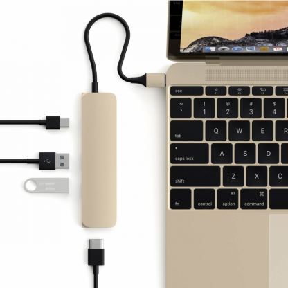 Satechi USB-C Multiport Adapter - мултифункционален хъб за свързване на допълнителна периферия за компютри с USB-C (златист) 11