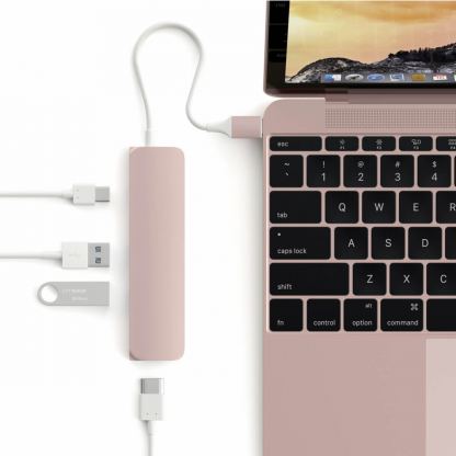 Satechi USB-C Multiport Adapter - мултифункционален хъб за свързване на допълнителна периферия за компютри с USB-C (розово злато) 10