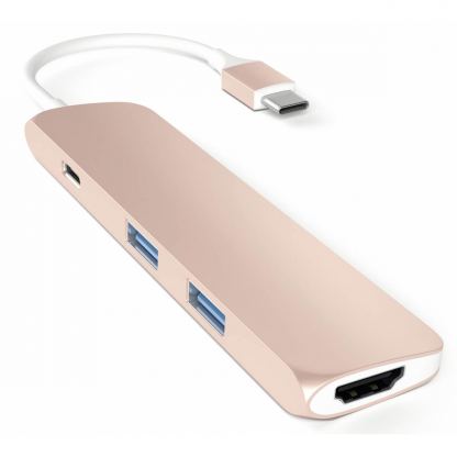 Satechi USB-C Multiport Adapter - мултифункционален хъб за свързване на допълнителна периферия за компютри с USB-C (розово злато) 8