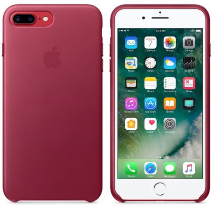 Apple iPhone Leather Case - оригинален кожен кейс (естествена кожа) за iPhone 7 Plus, iPhone 8 Plus (светлочервен) 5