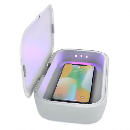 MyGuard UV-Box Sterilizer With Wireless Charger - поставка за безжично зареждане и UV стерилизатор за мобилни устройства до 6.7 инча (сив) 4