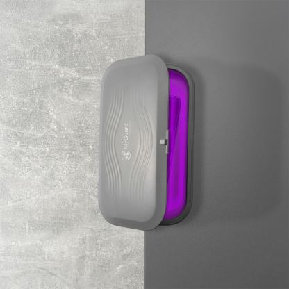 MyGuard UV-Box Sterilizer With Wireless Charger - поставка за безжично зареждане и UV стерилизатор за мобилни устройства до 6.7 инча (сив) 5