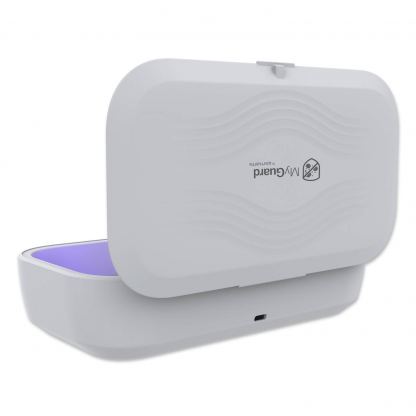 MyGuard UV-Box Sterilizer With Wireless Charger - поставка за безжично зареждане и UV стерилизатор за мобилни устройства до 6.7 инча (сив) 6