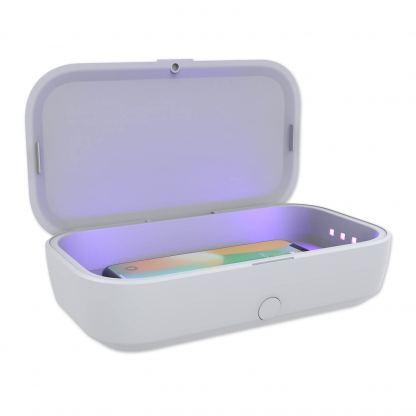 MyGuard UV-Box Sterilizer With Wireless Charger - поставка за безжично зареждане и UV стерилизатор за мобилни устройства до 6.7 инча (сив) 8
