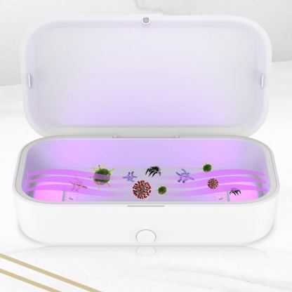 MyGuard UV-Box Sterilizer With Wireless Charger - поставка за безжично зареждане и UV стерилизатор за мобилни устройства до 6.7 инча (сив) 14