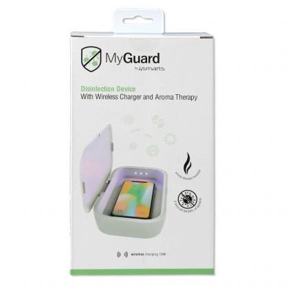 MyGuard UV-Box Sterilizer With Wireless Charger - поставка за безжично зареждане и UV стерилизатор за мобилни устройства до 6.7 инча (сив) 15
