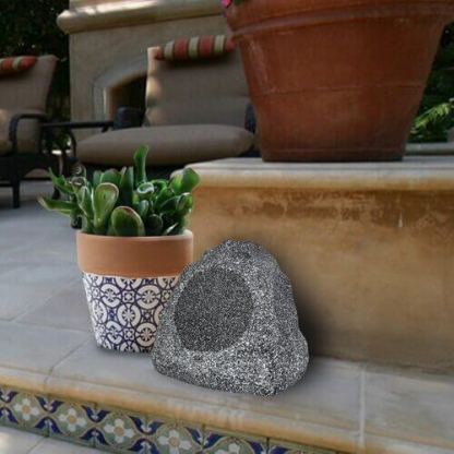 Generic Indoor/Outdoor 120W Weather-Resistant Wired Rock Patio Speaker - водоустойчив външен спийкър с формата на камък (тъмносив)  3