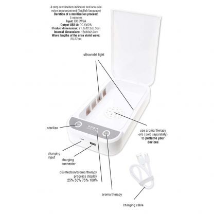 MyGuard Universal Sterilizer Device - захранване и UV стерилизатор за мобилни устройства до 6.5 инча (бял) 3