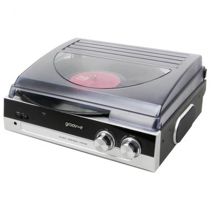 Groov-e Vintage Vinyl Record Player - винтидж грамофон с вградени спийкъри (черен) 2