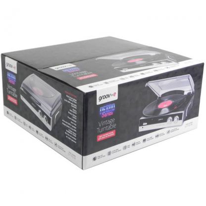 Groov-e Vintage Vinyl Record Player - винтидж грамофон с вградени спийкъри (черен) 3