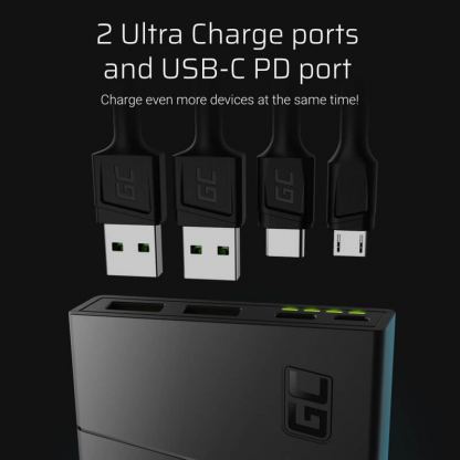Green Cell PowerPlay 10 Quick Charge 3.0 Power Bank 10000 mAh - външна батерия с два USB изхода и USB-C порт и технология за бързо зареждане (черен) 4