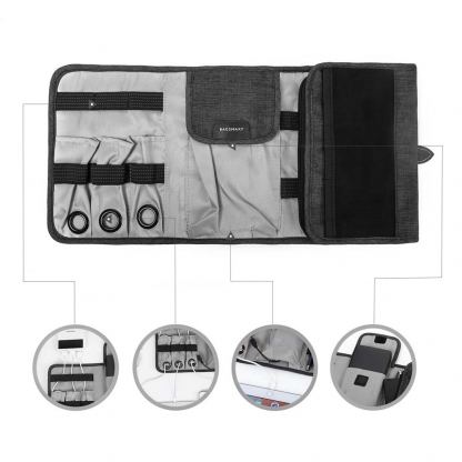 Bagsmart Lax Electronics Organizer - органайзер за захранване, кабели, слушалки и други аксесоари (сив) 5