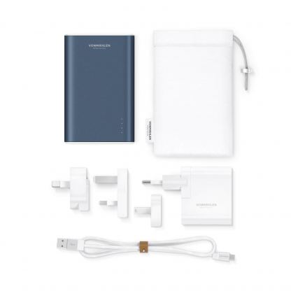Vonmahlen Evergreen QC 3.0 Power Bank 10000 mAh - външна батерия с два USB изхода и USB-C порт и технология за бързо зареждане (тъмносин) 3