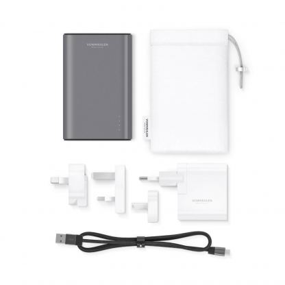 Vonmahlen Evergreen QC 3.0 Power Bank 10000 mAh - външна батерия с два USB изхода и USB-C порт и технология за бързо зареждане (тъмносив) 2