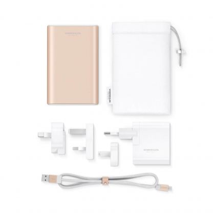 Vonmahlen Evergreen QC 3.0 Power Bank 10000 mAh - външна батерия с два USB изхода и USB-C порт и технология за бързо зареждане (розово злато) 3