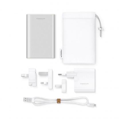 Vonmahlen Evergreen QC 3.0 Power Bank 10000 mAh - външна батерия с два USB изхода и USB-C порт и технология за бързо зареждане (сребрист) 3