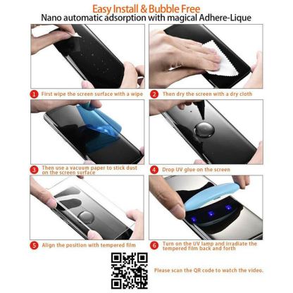 Nano Liquid UV Full Glue Tempered Glass - стъклено защитно покритие с течно лепило и UV лампа за дисплея на iPhone 11 (прозрачен) 10