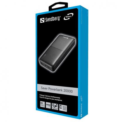 Sandberg Saver Powerbank 20000 mAh - външна батерия с 2xUSB изхода (черен) 2