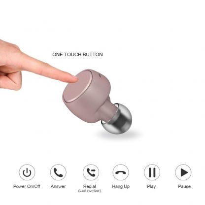 Padmate Tempo X12 TWS In-Ear Headset - безжични Bluetooth слушалки с микрофон за мобилни устройства (розово злато)  4