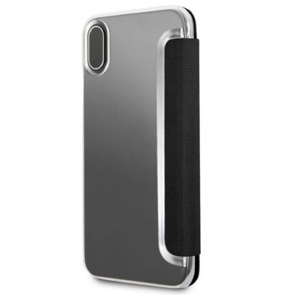 Mini Cooper Debossed Circle PU Leather Booktype Case - кожен калъф, тип портфейл за iPhone XS, iPhone X (черен) 3