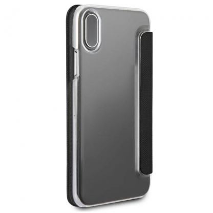 Mini Cooper Debossed Circle PU Leather Booktype Case - кожен калъф, тип портфейл за iPhone XS, iPhone X (черен) 9