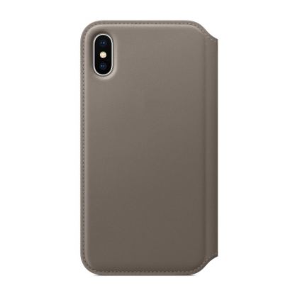 SDesign Original Leather Folio Case - качествен кожен (естествена кожа) калъф за iPhone XS, iPhone X (бежов) 3