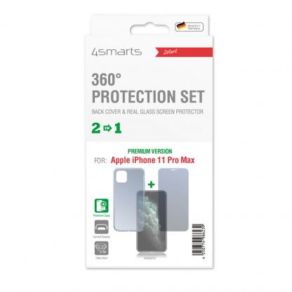 4smarts 360° Premium Protection Set - хибриден удароустойчив кейс и стъклено защитно покритие за дисплея на iPhone 11 Pro Max (прозрачен) 3