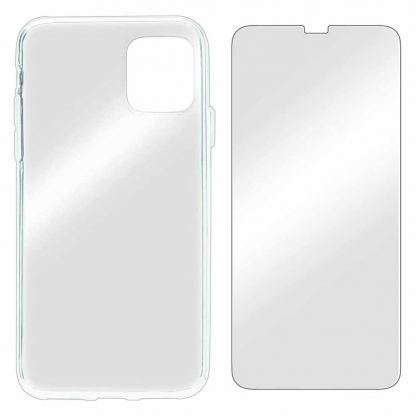 Displex Real Glass 10H Protector 2D with TPU Case - комплект силиконов калъф и калено стъклено защитно покритие за дисплея на iPhone 11 Pro Max (прозрачен) 2