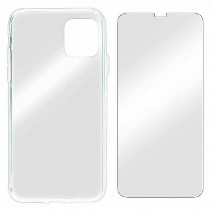 Displex Real Glass 10H Protector 2D with TPU Case - комплект силиконов калъф и калено стъклено защитно покритие за дисплея на iPhone 11 (прозрачен) 2