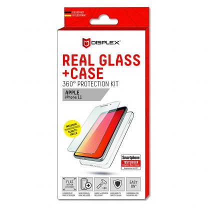 Displex Real Glass 10H Protector 2D with TPU Case - комплект силиконов калъф и калено стъклено защитно покритие за дисплея на iPhone 11 (прозрачен) 3