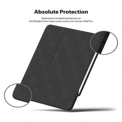 Ringke Smart Case - полиуретанов калъф с поставка и отделение за Apple Pencil 2 за iPad Pro 11 (2020) (черен) 3