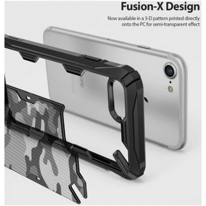 Ringke Fusion X Case - хибриден удароустойчив кейс за iPhone SE (2020), iPhone 8, iPhone 7 (черен-камуфлаж) 3
