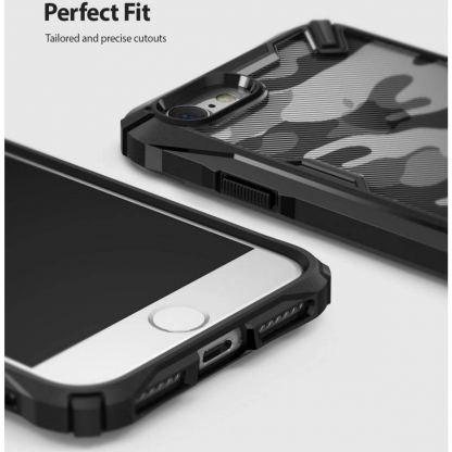 Ringke Fusion X Case - хибриден удароустойчив кейс за iPhone SE (2020), iPhone 8, iPhone 7 (черен-камуфлаж) 4