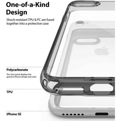 Ringke Fusion Crystal Case - хибриден удароустойчив кейс за iPhone SE (2020), iPhone 8, iPhone 7 (сив) 4