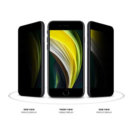 Eiger Mountain Glass Black Anti-Spy Privacy Filter Tempered Glass - калено стъклено защитно покритие с определен ъгъл на виждане за дисплея на iPhone SE (2020), iPhone 8, iPhone 7 3