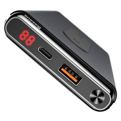 Baseus Qi Wireless Charger 15W Power Bank 10000mAh  - външна батерия с USB и USB-C изходи и с технология за безжично зареждане (черен) 8