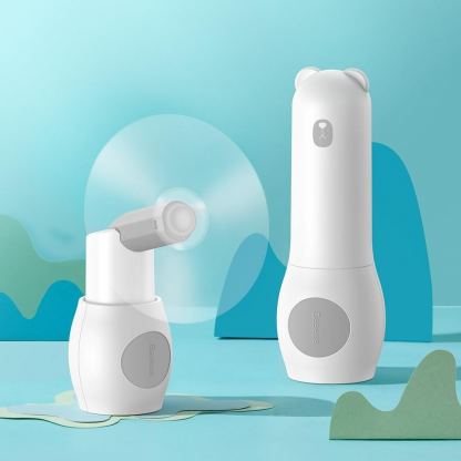 Baseus Tricolor Bear Portable Folding Fan - сгъваем мини вентилатор с външна батерия (бял) 9