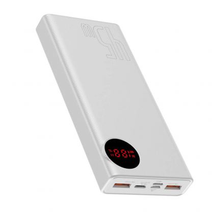 Baseus Mulight Power Bank with Digital Display Quick Charge 45W (PPMY-A01) - външна батерия 20000 mAh с 2xUSB-A и USB-C изходи за зареждане на смартфони и таблети (бял) 2