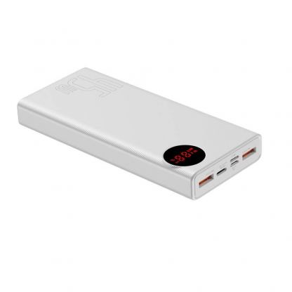 Baseus Mulight Power Bank with Digital Display Quick Charge 45W (PPMY-A01) - външна батерия 20000 mAh с 2xUSB-A и USB-C изходи за зареждане на смартфони и таблети (бял) 6