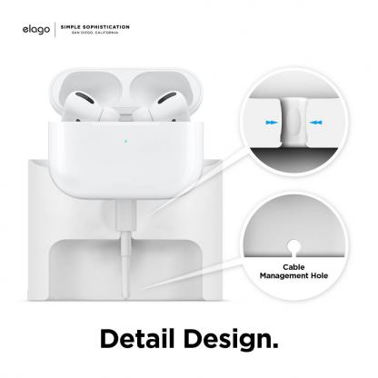 Elago Airpods Charging Station Pro - силиконова док станция за зареждане на Apple Airpods & Apple Airpods Pro (бяла) 3